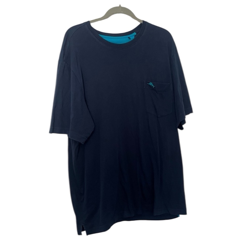 Men’s Tommy Bahama Logo Pocket Short Sleeve Cotton Jersey T-Shirt Navy Blue XL